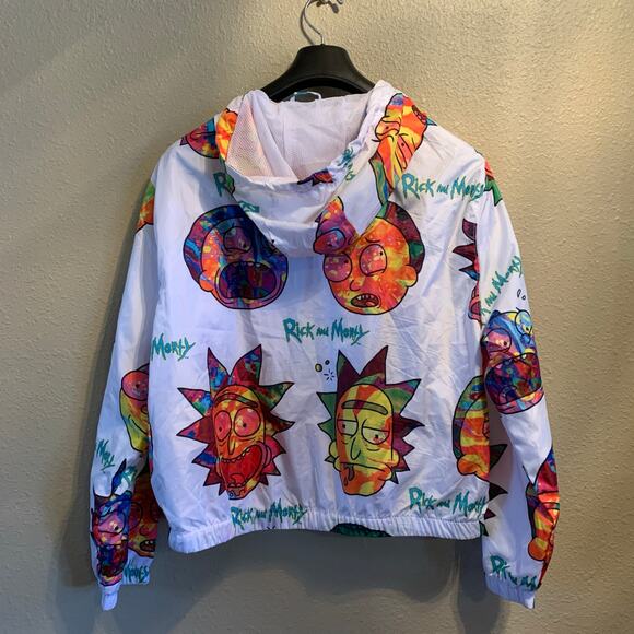 Members Only Size XL Rick & Morty All Over Print Hooded Jacket Windbreaker A38 - Picture 5 of 10